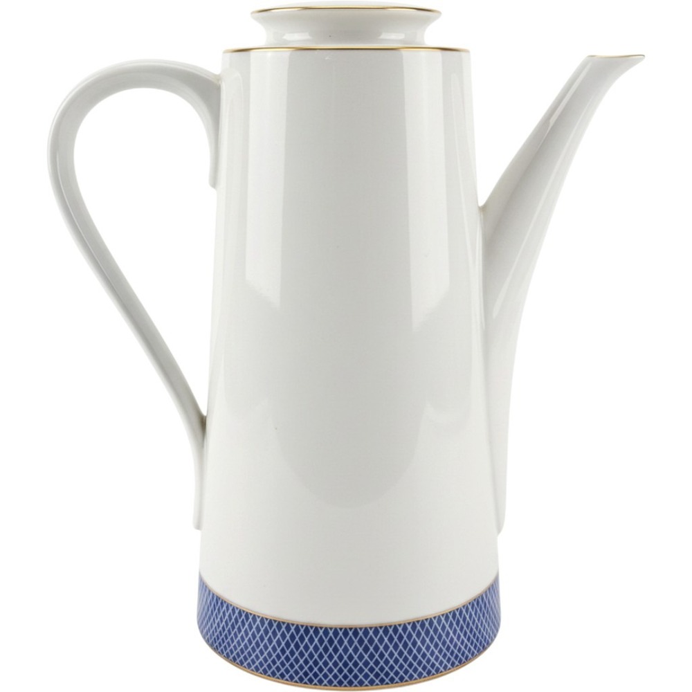 Block Spal Portugal Blue Skies Coffee Pot Mary Lou Goertzen Porcelain Gold Trim